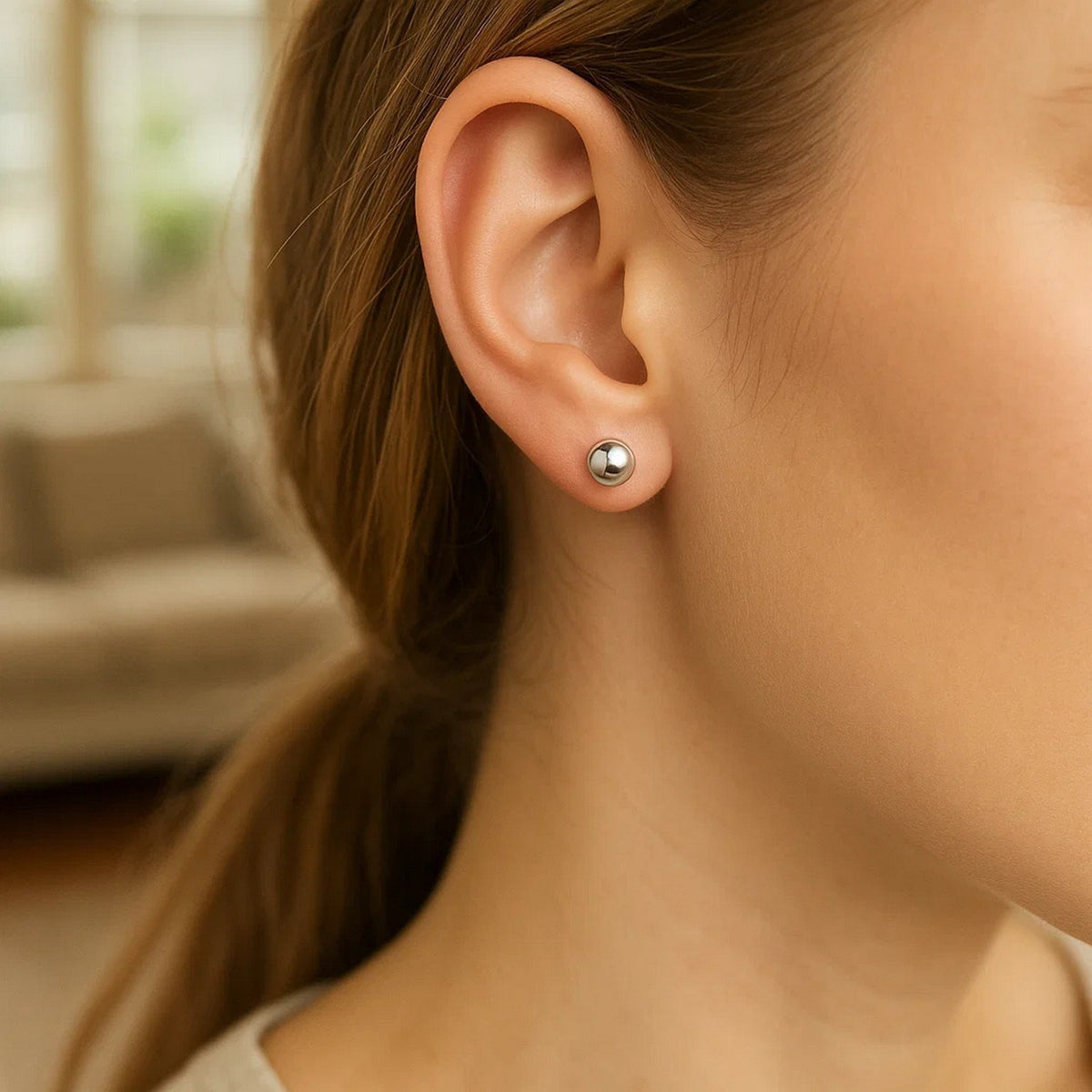 Ball Stud Earrings in Sterling Silver (7.00 mm)