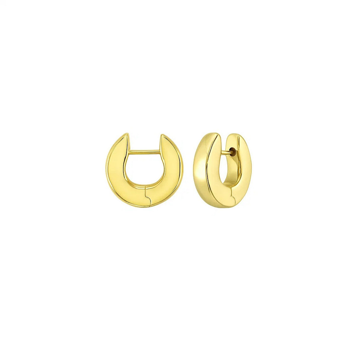Thick Post Hoop Earrings in 14K Yellow Gold