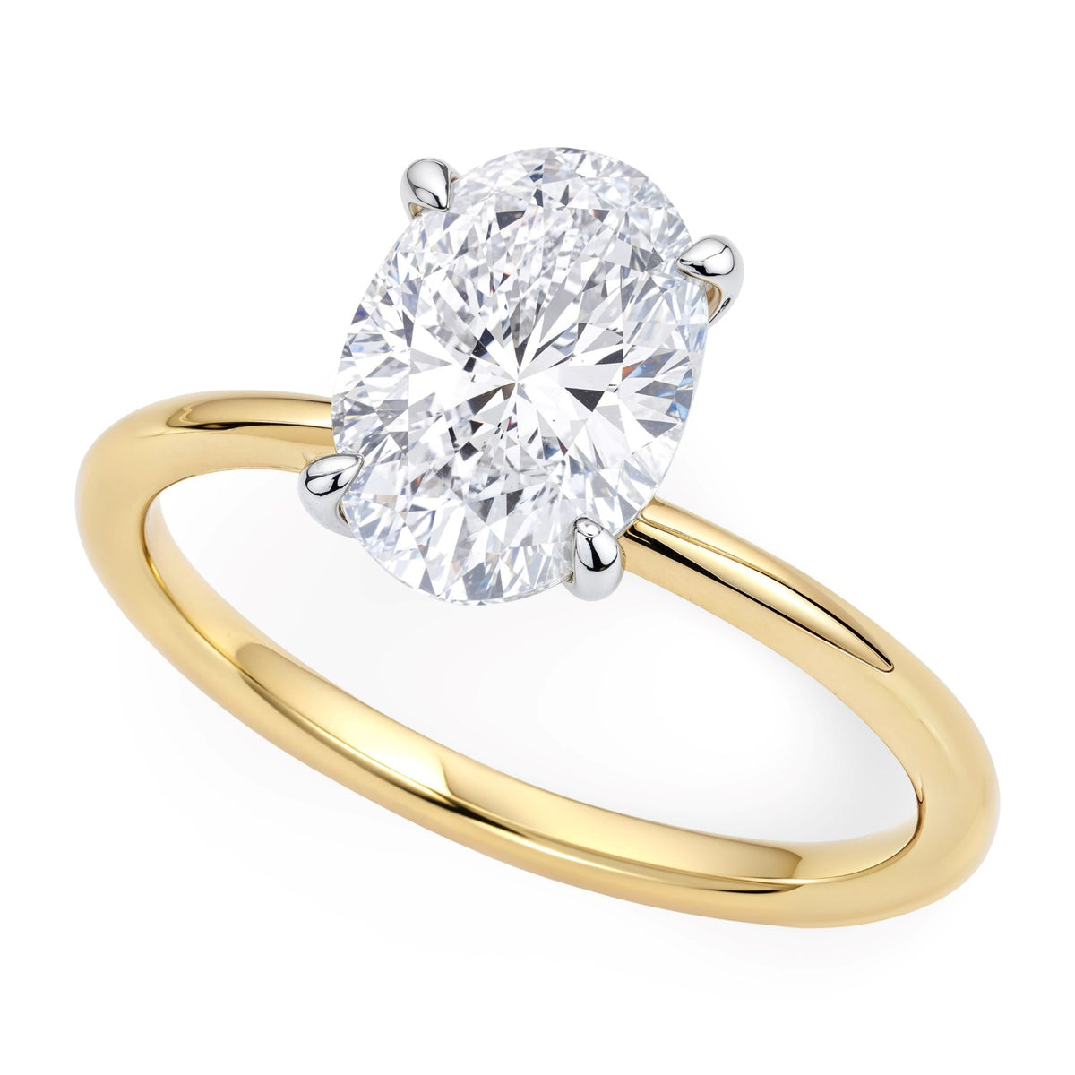 2 Carat Oval Lab Grown IGI Diamond Solitaire in 10K Yellow Gold G/VS1
