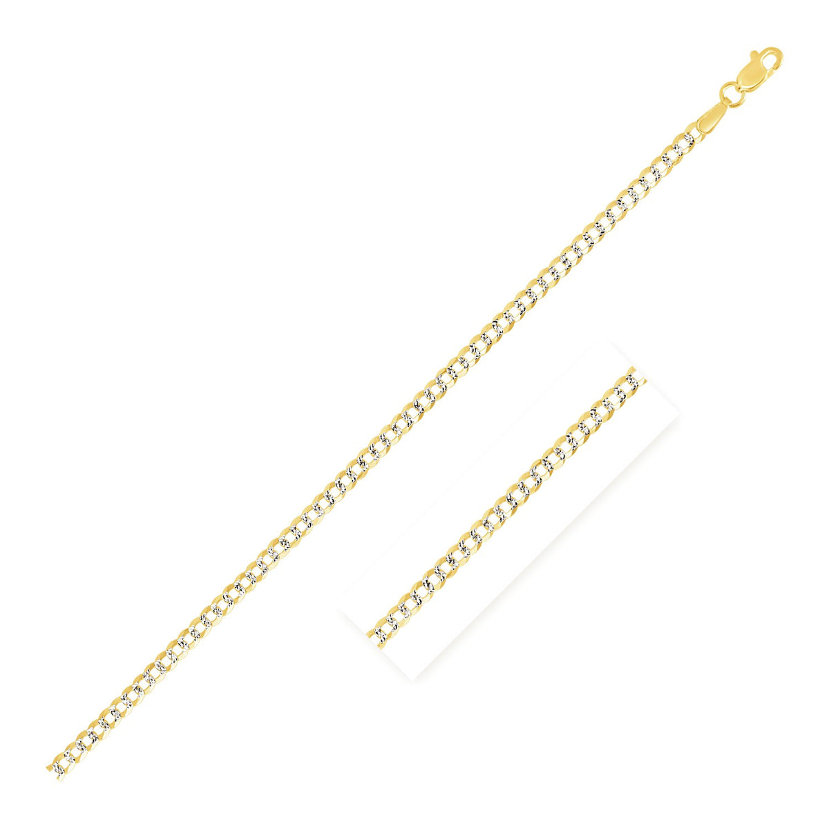 Diamond-Cut Curb Chain in 14K Two-Tone Gold (2.60 mm)