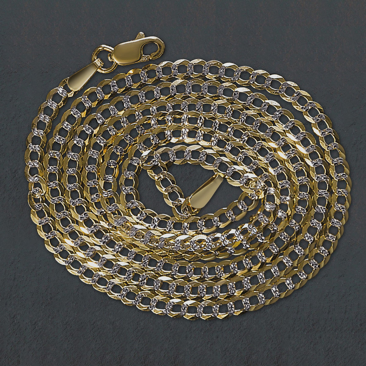 Diamond-Cut Curb Chain in 14K Two-Tone Gold (2.60 mm)