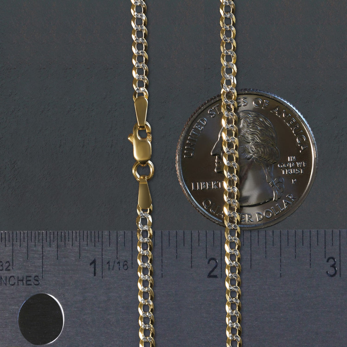 Diamond-Cut Curb Chain in 14K Two-Tone Gold (2.60 mm)