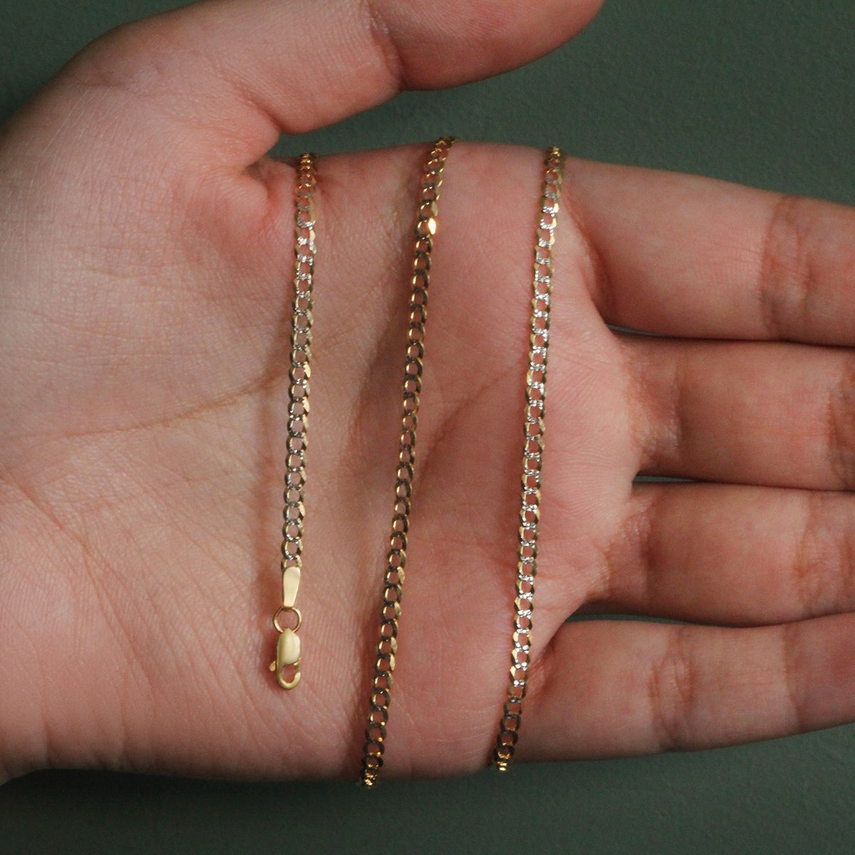 Diamond-Cut Curb Chain in 14K Two-Tone Gold (2.60 mm)