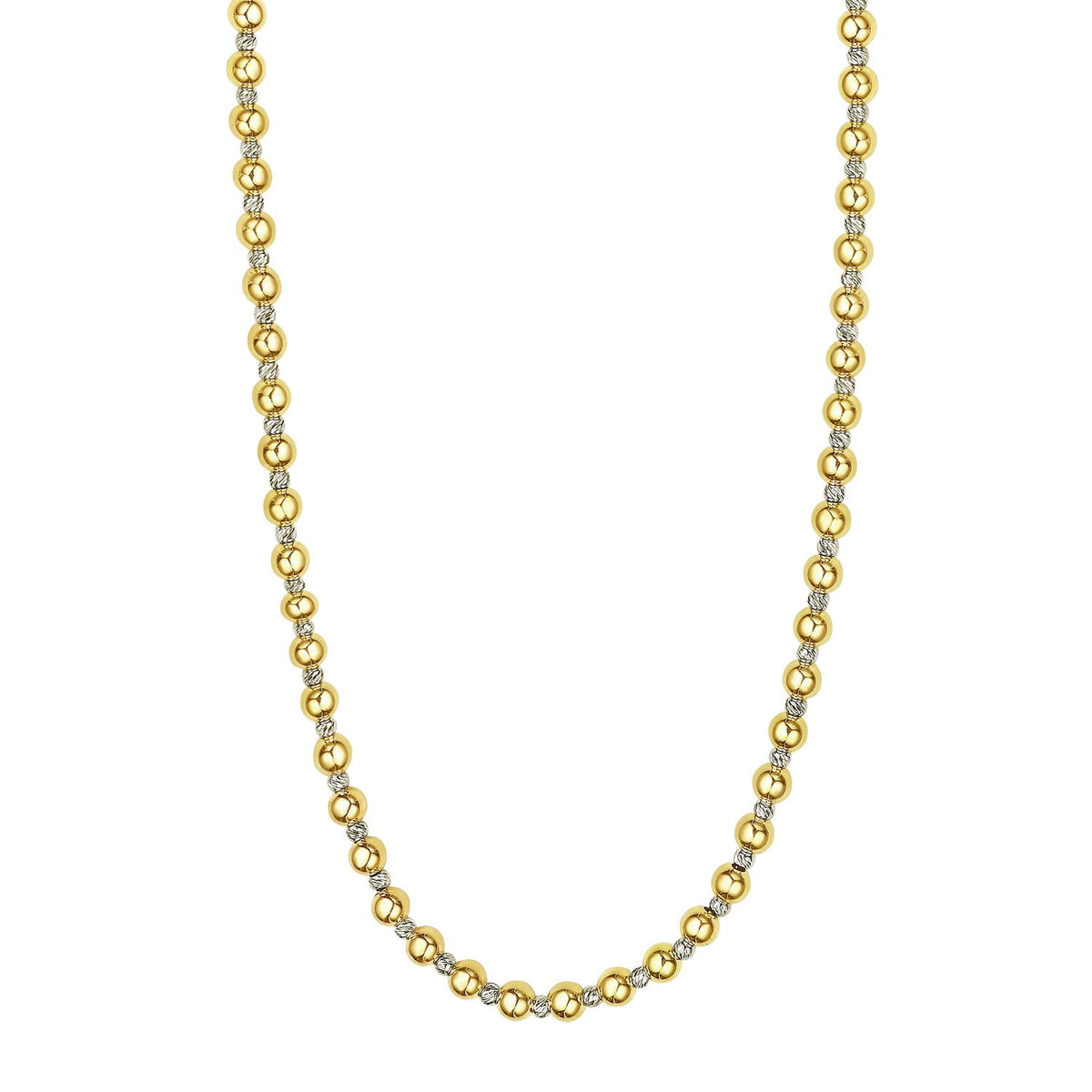 Two-Tone Beaded Chain Necklace in 14K Gold
