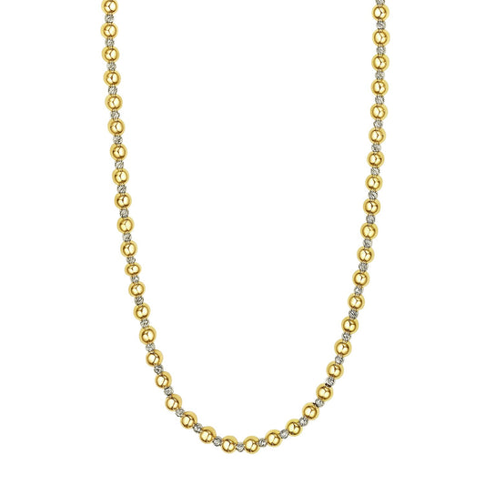 Two-Tone Beaded Chain Necklace in 14K Gold