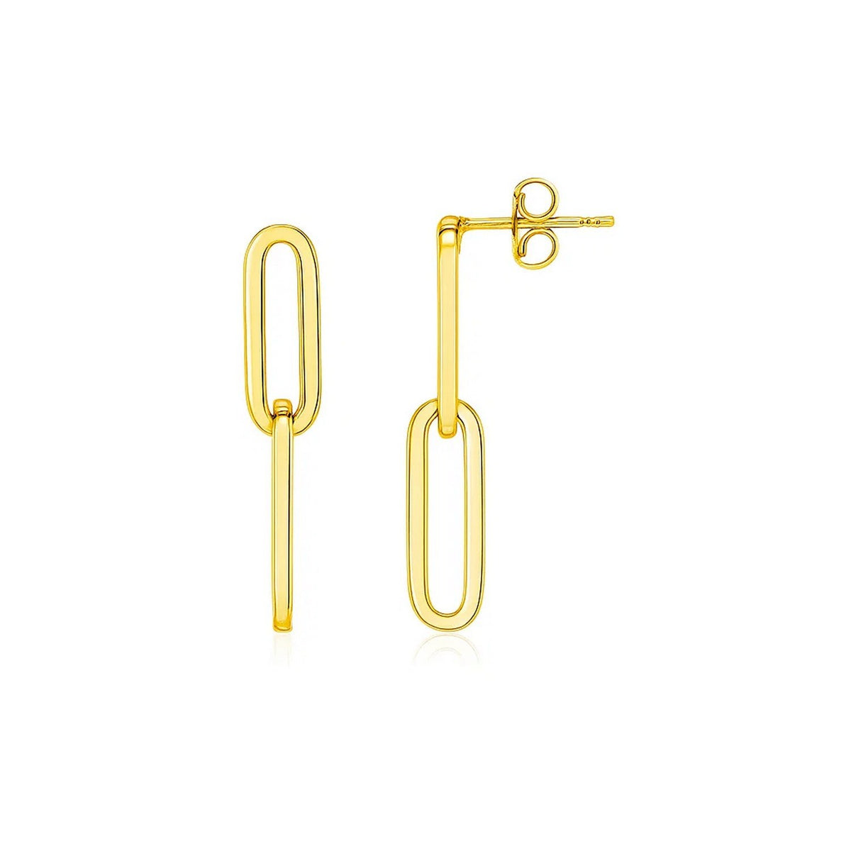 Two Link Paperclip Chain Earrings in 14K Yellow Gold