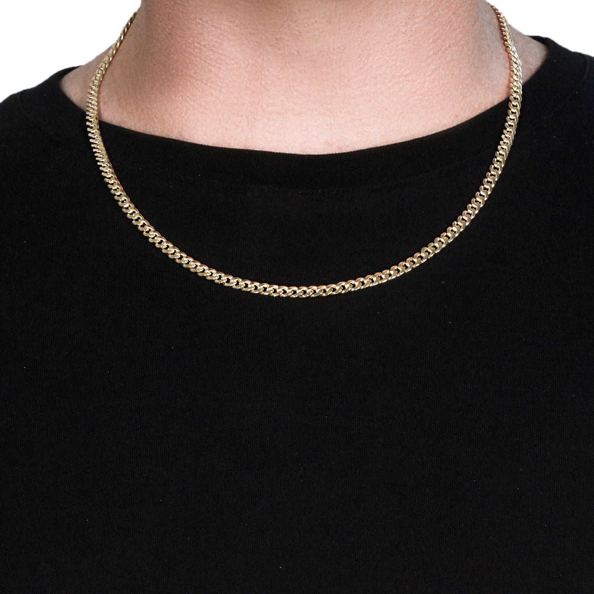 Semi-Solid Miami Cuban Chain in 10K Yellow Gold (4.50 mm, Lobster Clasp)