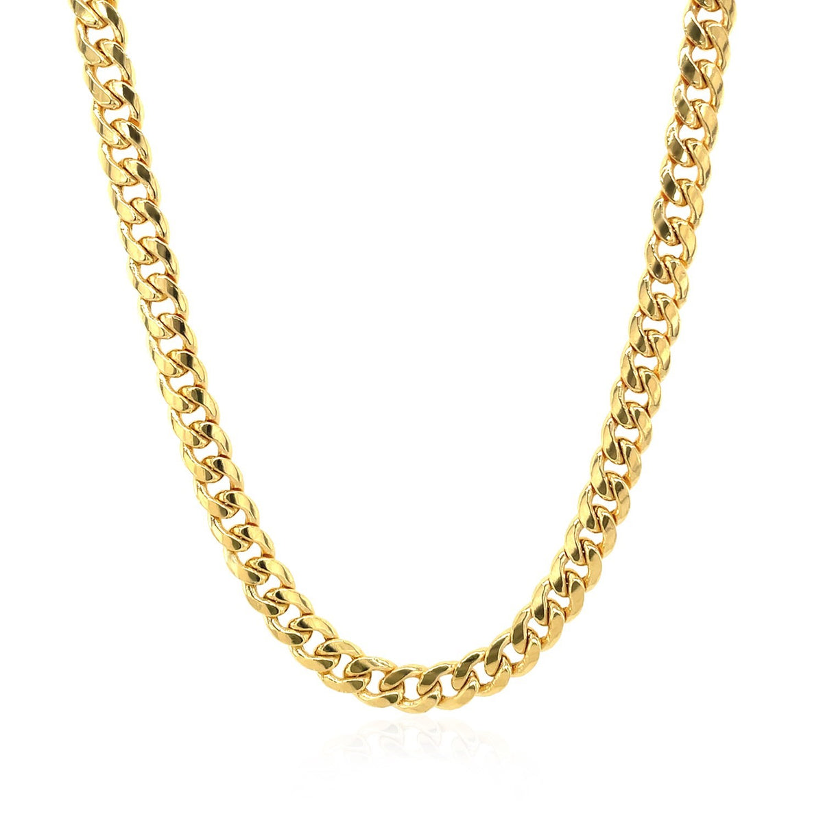 Semi-Solid Miami Cuban Chain in 10K Yellow Gold (4.50 mm, Lobster Clasp)
