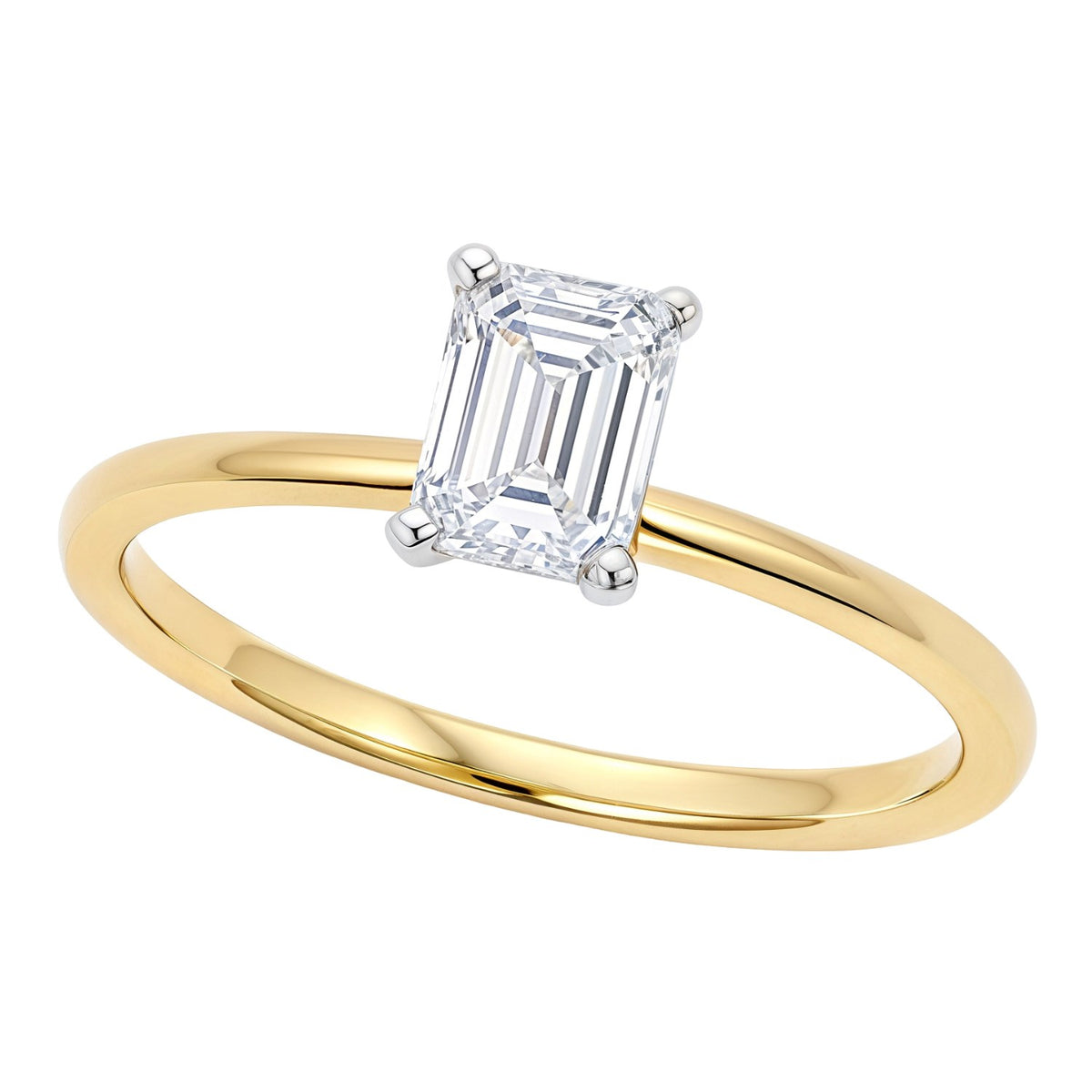 1 Carat Emerald Lab Grown IGI Diamond Solitaire in 10K Yellow Gold G/VS1