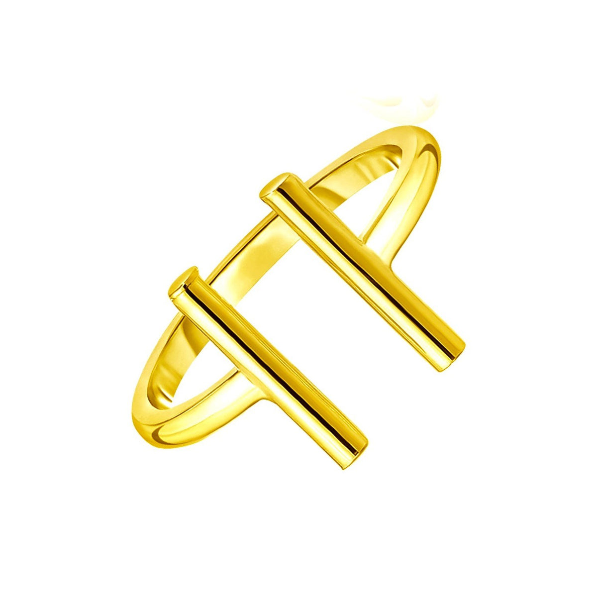 Open Ring with Bars in 14K Yellow Gold