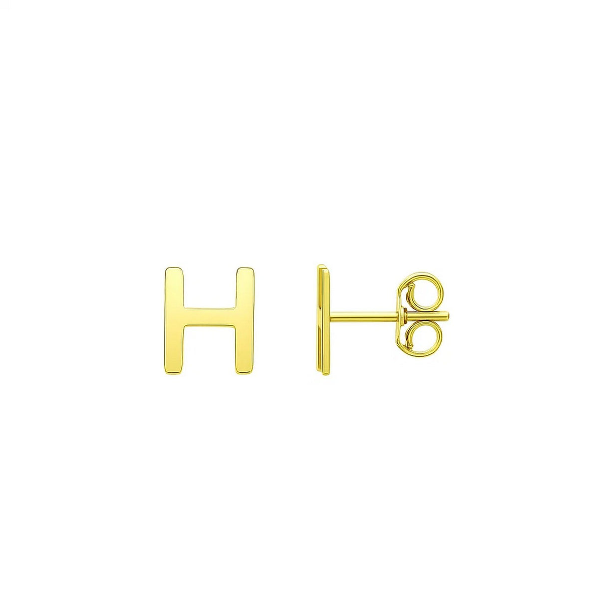 Yours Truly Initial H Stud Earrings in 14K Yellow Gold