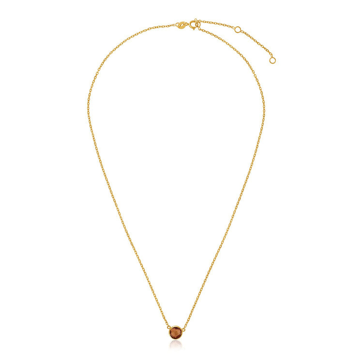 Round Citrine Necklace in 14K Yellow Gold (17 inch)