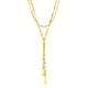 Puffed Heart Lariat Double Strand Necklace in 14K Yellow Gold