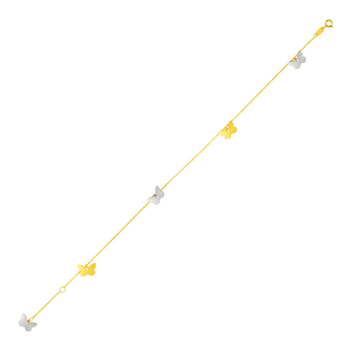 Butterfly Anklet in 14K Two-Tone Gold