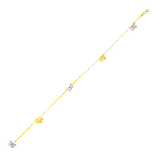 Butterfly Anklet in 14K Two-Tone Gold
