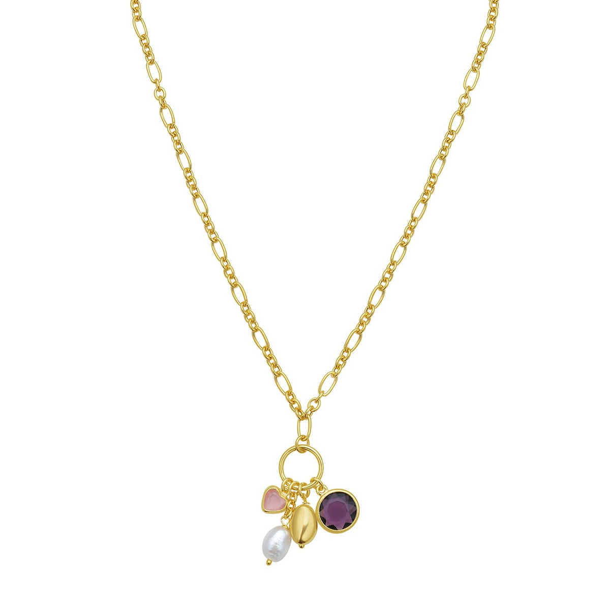 Cubic Zirconia Charm Necklace in Rhodium-Plated Sterling Silver