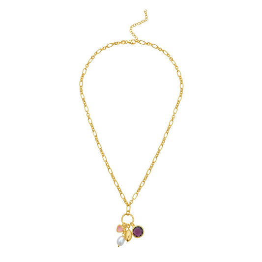 Cubic Zirconia Charm Necklace in Rhodium-Plated Sterling Silver