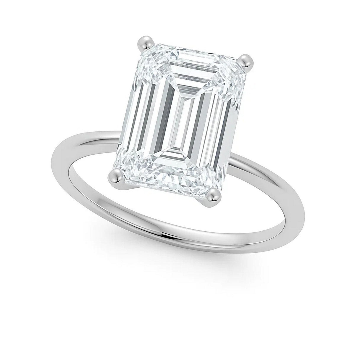 5 Carat Emerald Lab Grown IGI Diamond Solitaire in 10K White Gold G/VS1