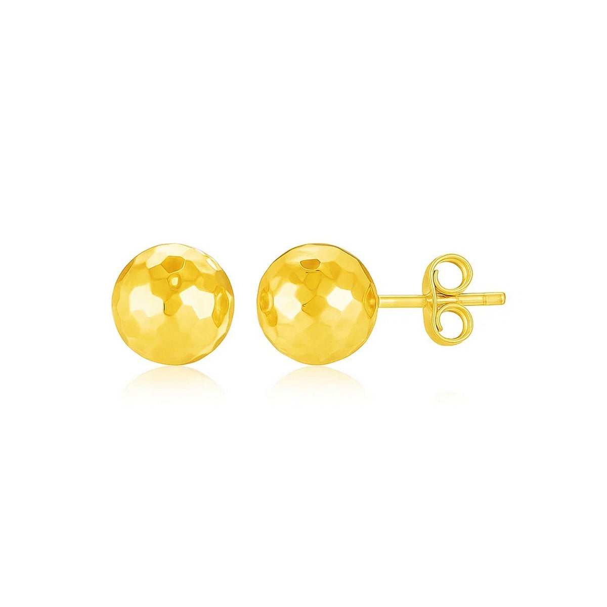 Faceted Texture Ball Earrings in 14K Yellow Gold (5mm)