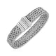 Woven Rope Bracelet with White Sapphire Clasp in Sterling Silver