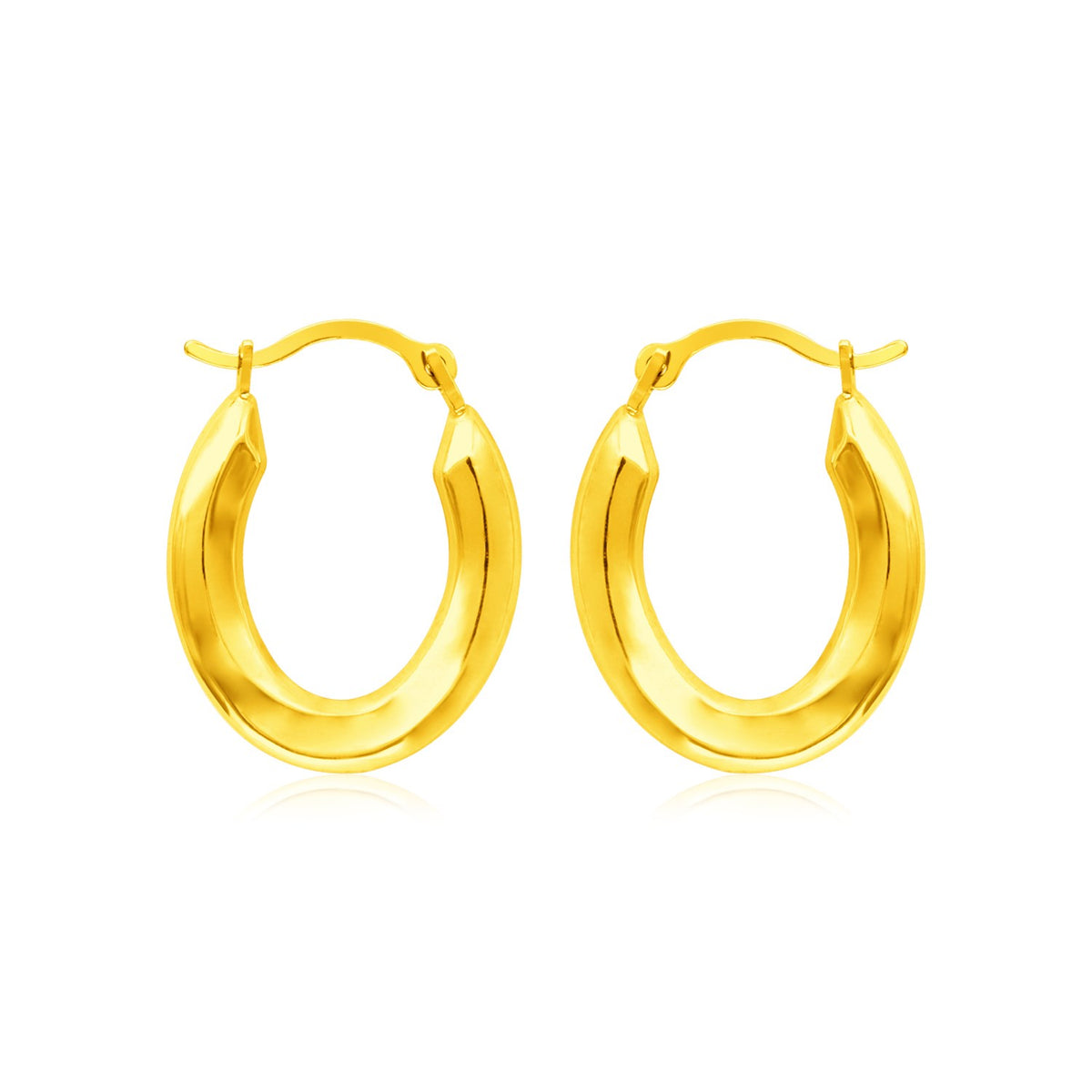 Polished Oval Hoop Earrings in 14K Yellow Gold
