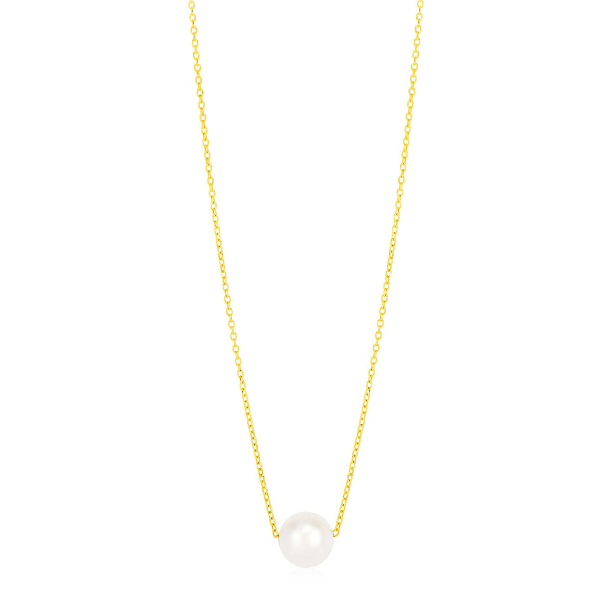 Pearl Solitaire Necklace in 14K Yellow Gold 7mm