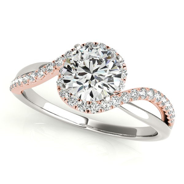 Bypass Band Diamond Engagement Ring in 14K White And Rose Gold (1 1/8 cttw)