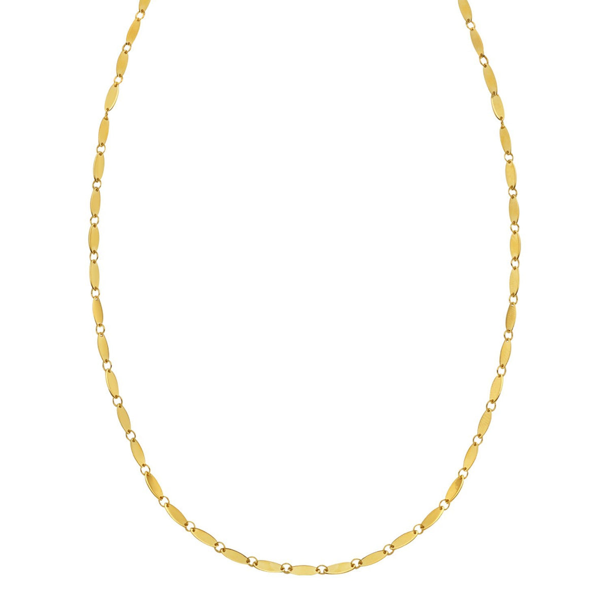 Flat Pebble Link Necklace in 14K Yellow Gold (2.50 mm)