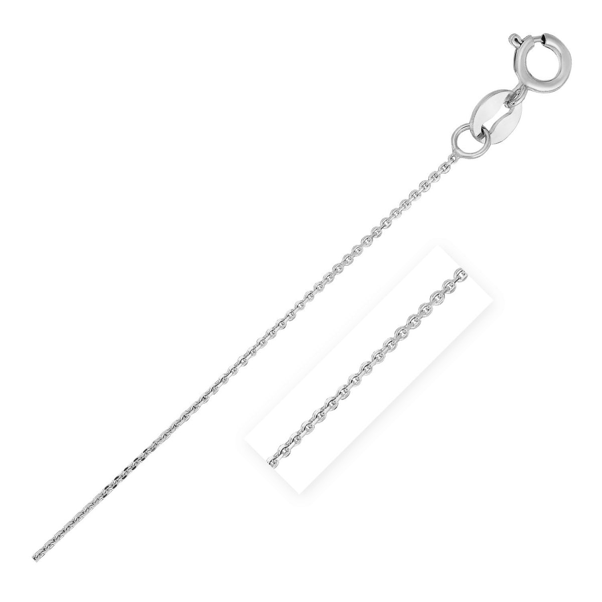 Diamond Cut Cable Link Chain in 14K White Gold (0.68 mm)