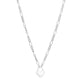 Heart Padlock Figaro Necklace in Rhodium-Plated Sterling Silver