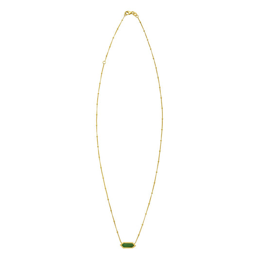 Hexagon Malachite Pendant Necklace in 14K Yellow Gold