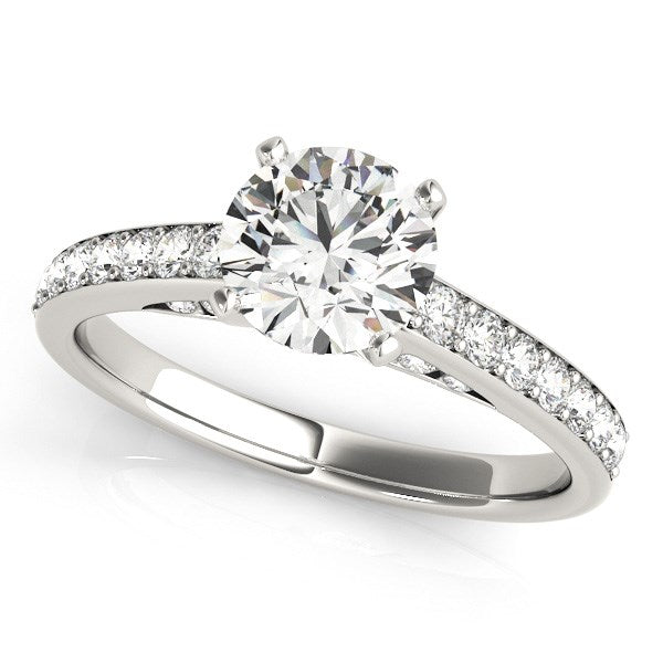 Single Row Prong Set Diamond Engagement Ring in 14K White Gold (1 3/8 cttw)