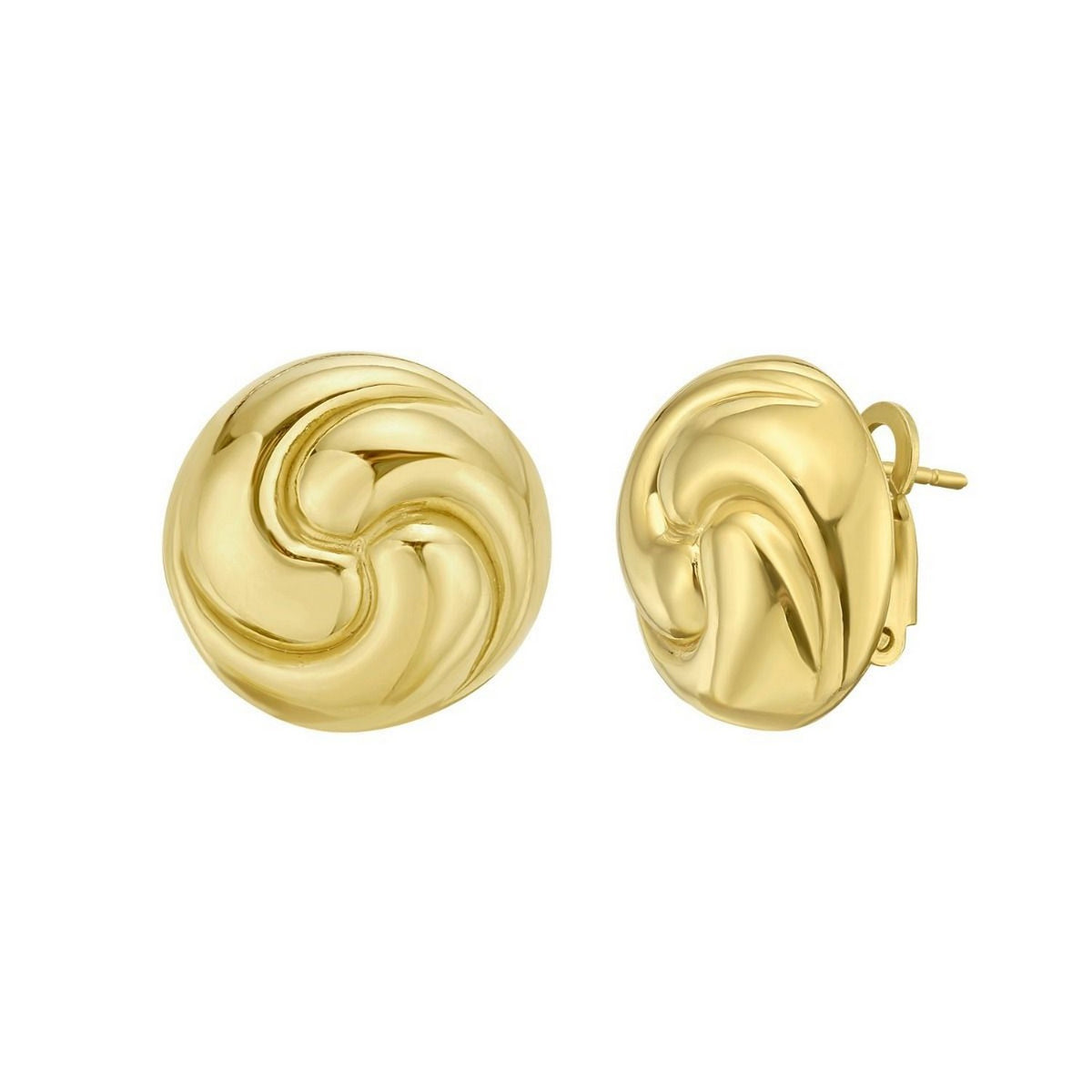 Puffed Swirly Knot Stud Earrings in Yellow Gold-Plated Silver