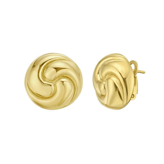 Puffed Swirly Knot Stud Earrings in Yellow Gold-Plated Silver