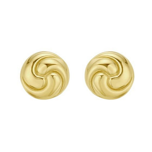 Puffed Swirly Knot Stud Earrings in Yellow Gold-Plated Silver