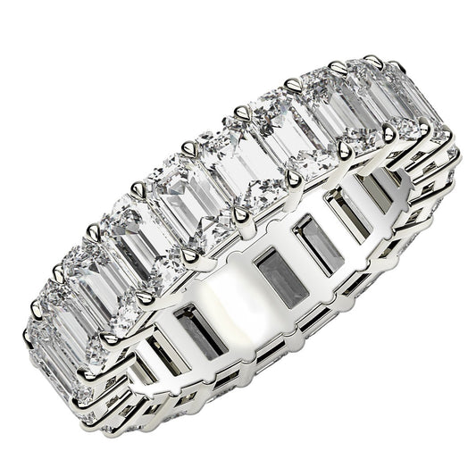 Emerald Cut Lab Grown Diamond Eternity Ring in 14K White Gold (6 cttw FG/VS2)