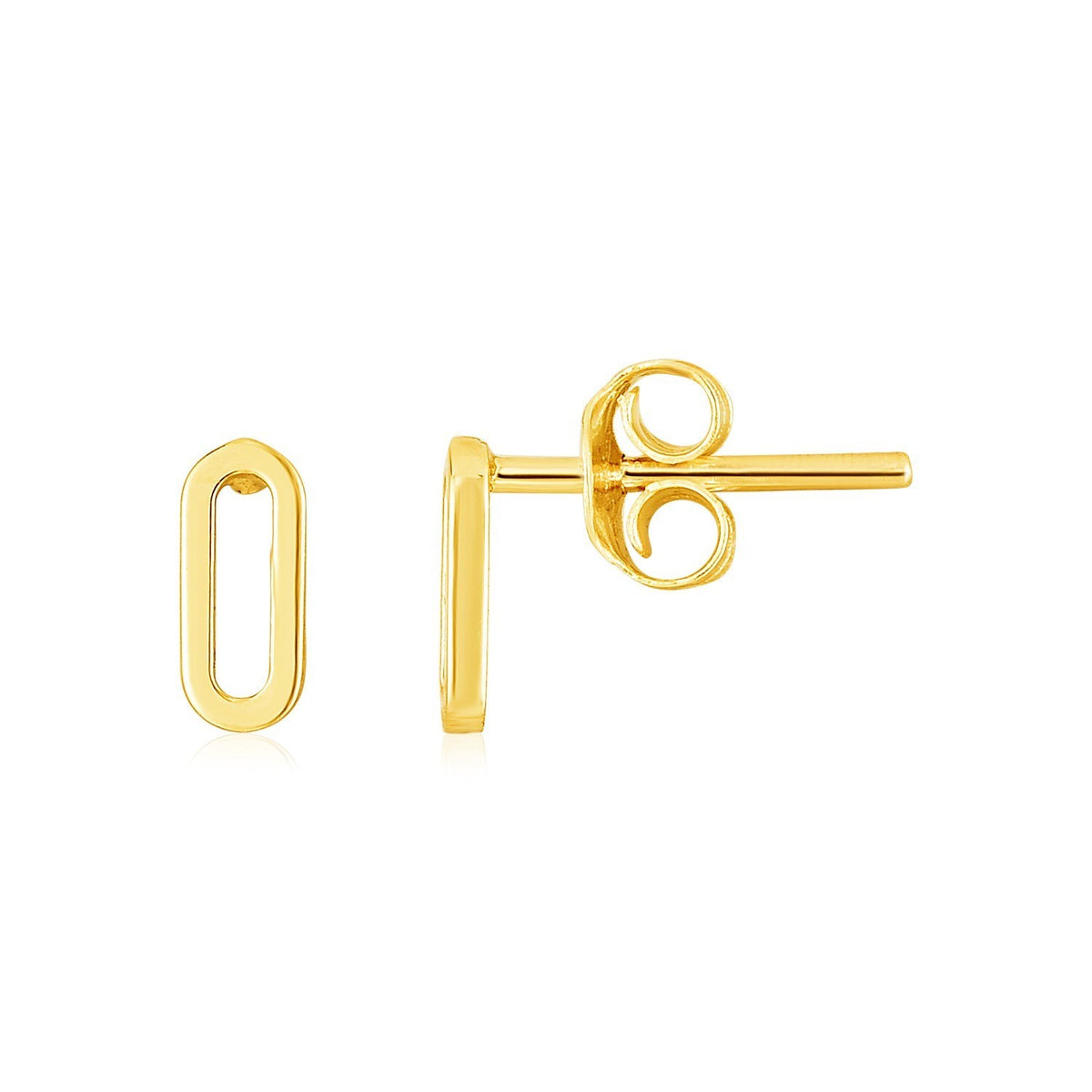 Paperclip Link Stud Earrings in 14K Yellow Gold