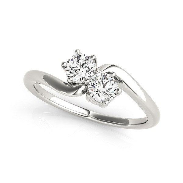 Solitaire Two Stone Diamond Ring in 14K White Gold (1/2 cttw)