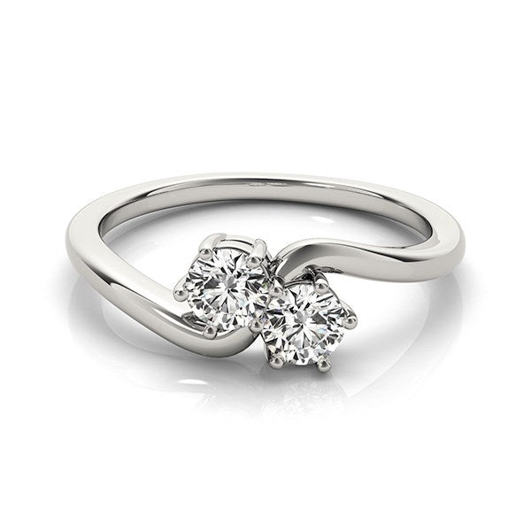 Solitaire Two Stone Diamond Ring in 14K White Gold (1/2 cttw)