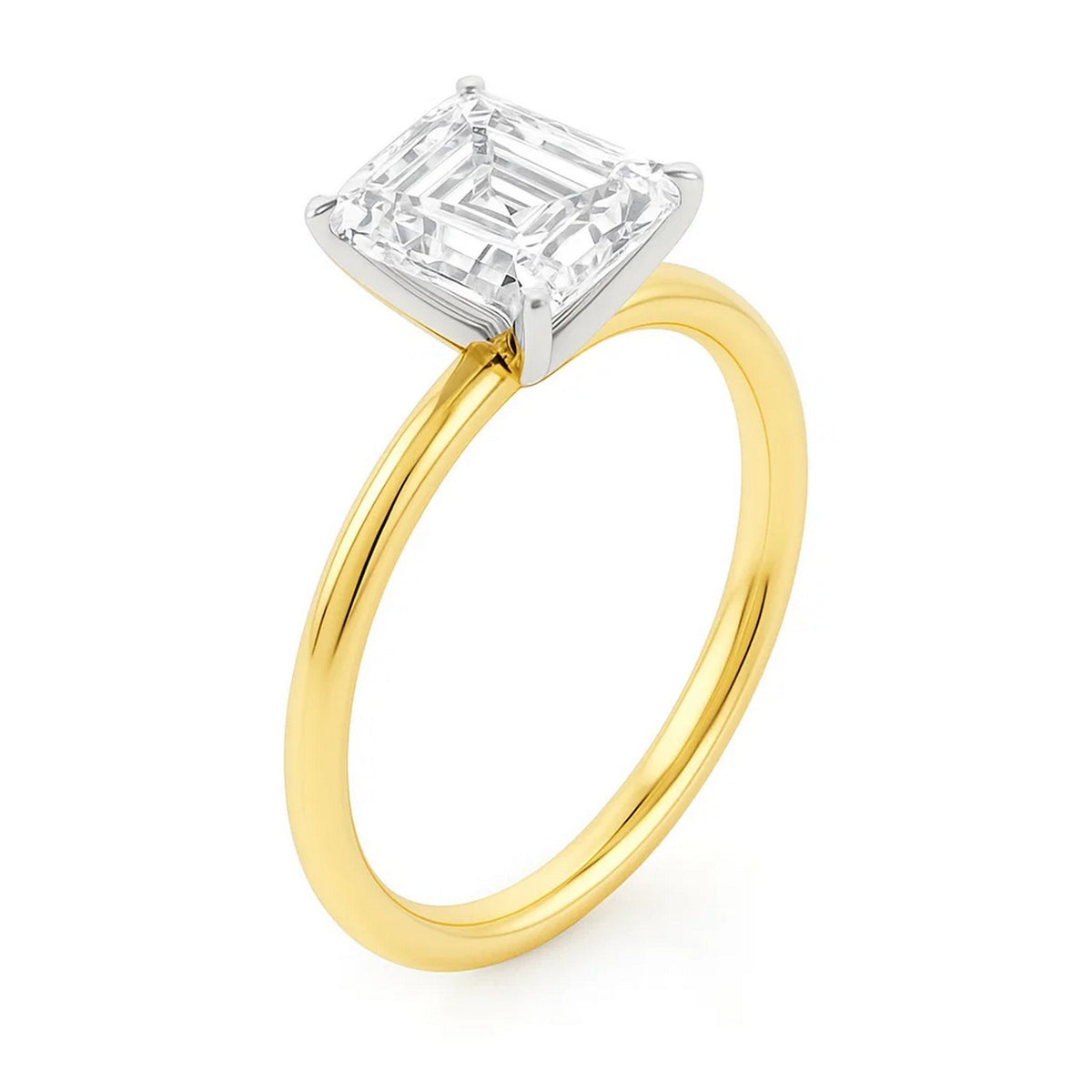 5 Carat Emerald Lab Grown IGI Diamond Solitaire in 10K Yellow Gold G/VS1