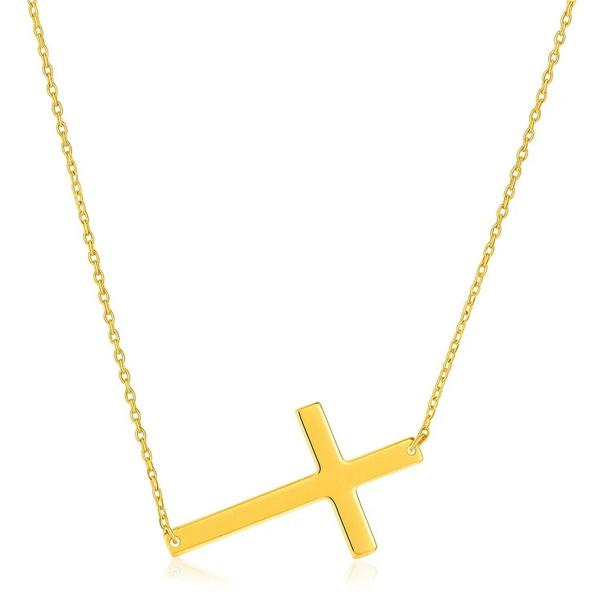 Plain Cross Motif Necklace in 14K Yellow Gold