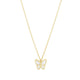 High Polish Butterfly Peral Paste Necklace in 14K Yellow Gold