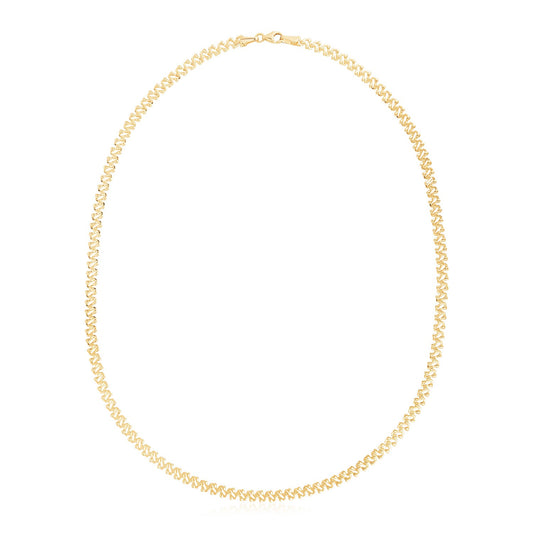 High Polish The Textured Fancy Chain Necklace in 14K Yellow Gold (4mm)