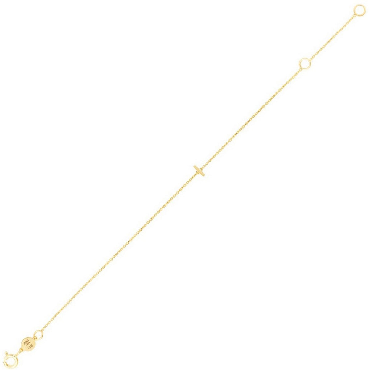 Mini Initial I Bracelet in 14K Yellow Gold