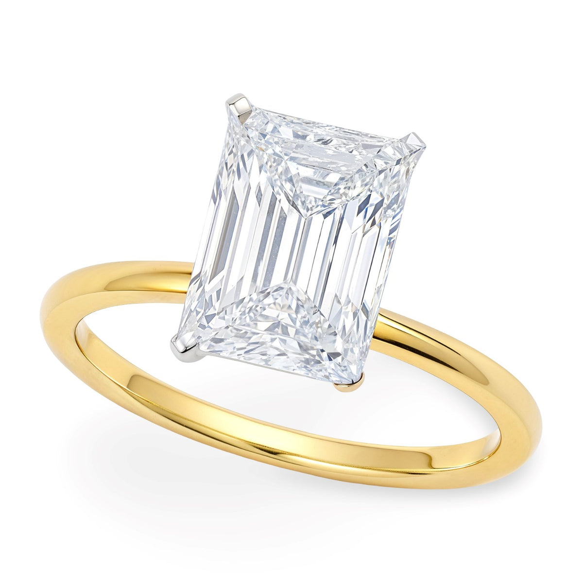 5 Carat Radiant Lab Grown IGI Diamond Solitaire in 10K Yellow Gold G/VS1