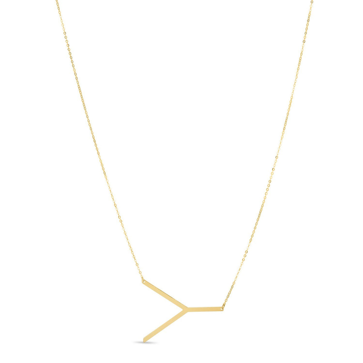 Yours Truly Large Initial Y Necklace in 14K Yellow Gold