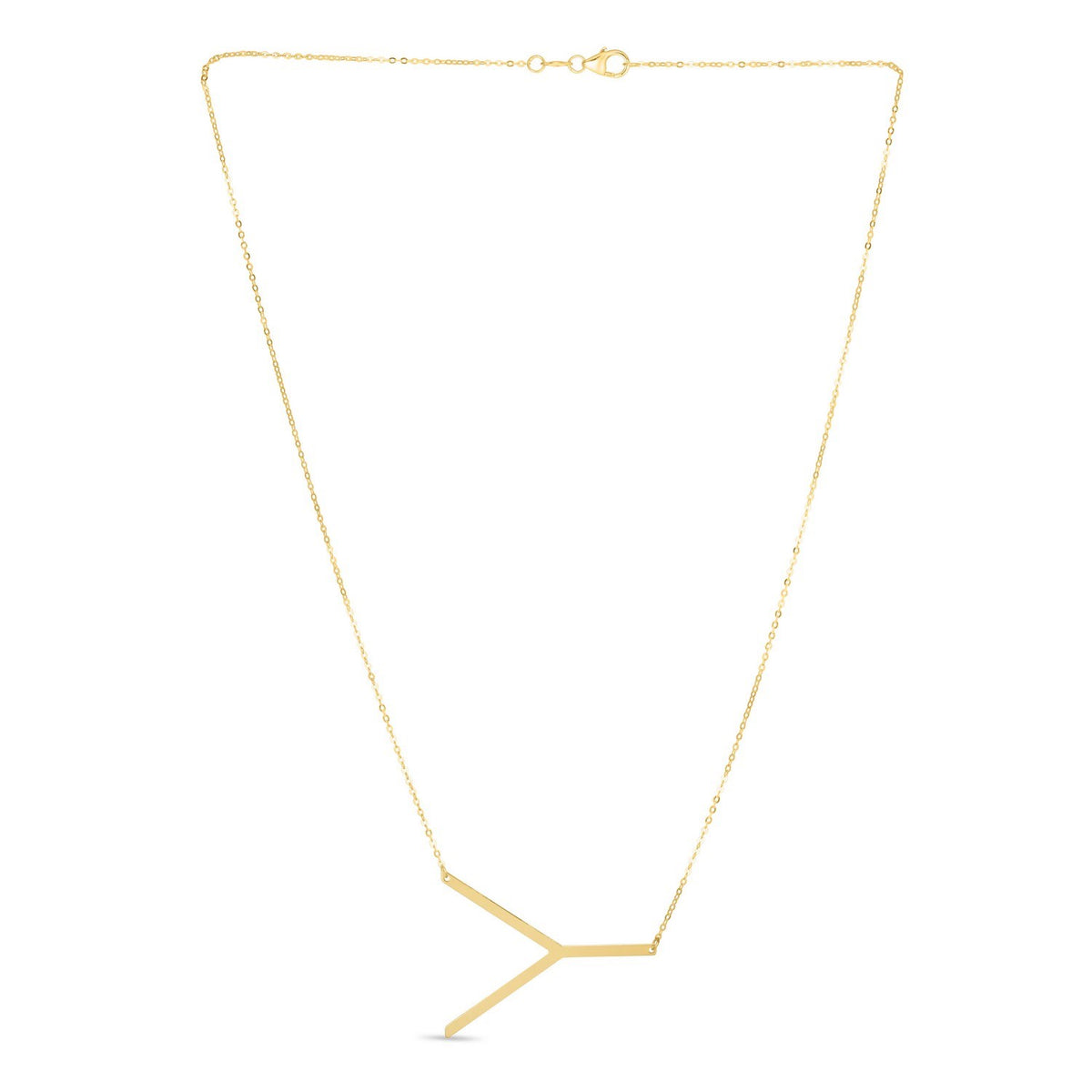 Yours Truly Large Initial Y Necklace in 14K Yellow Gold