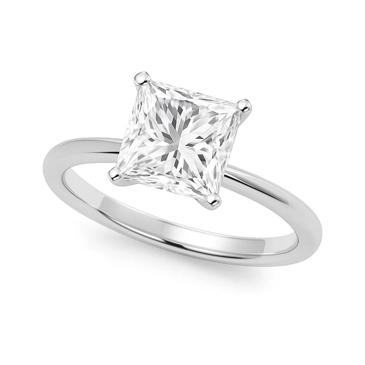 3 Carat Princess Lab Grown IGI Diamond Solitaire in 10K White Gold G/VS1