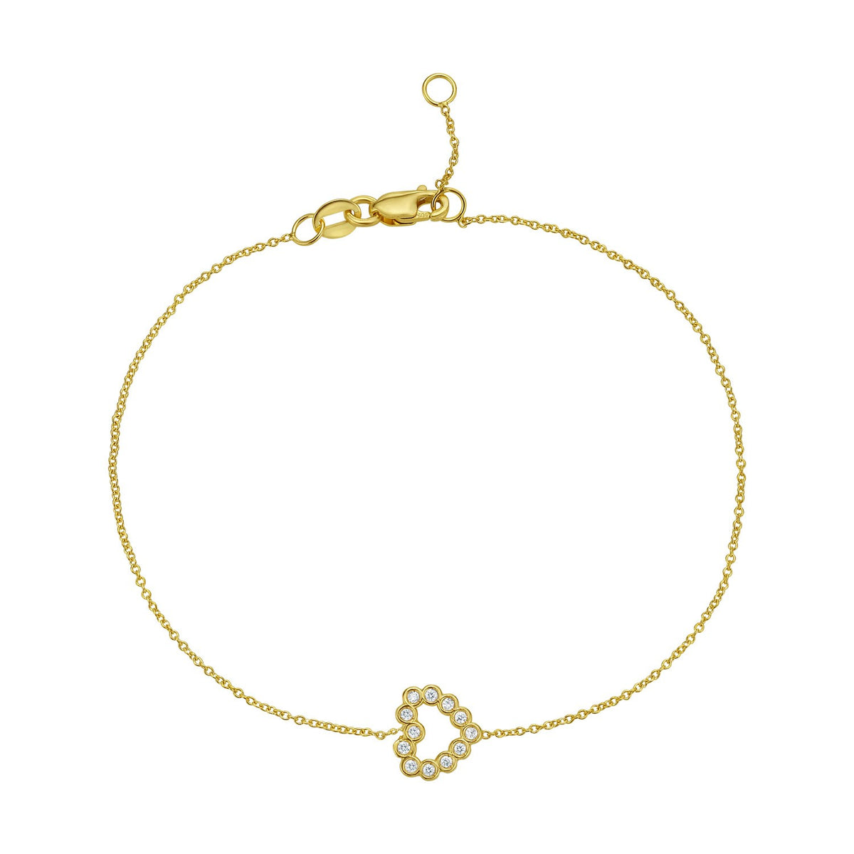 Petite Diamond Heart Bracelet in 14K Yellow Gold