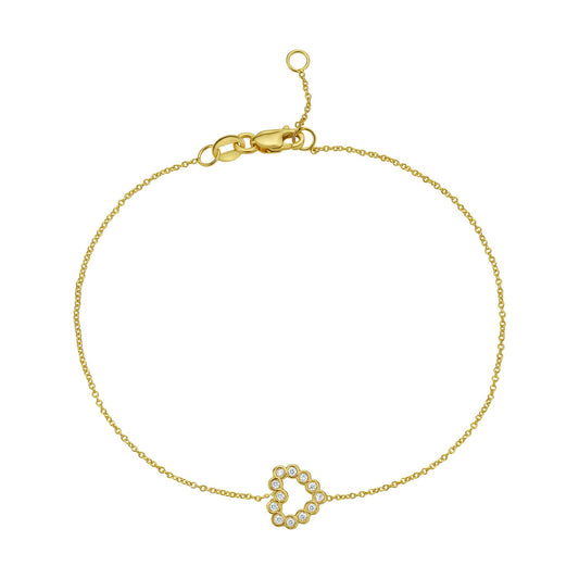 Petite Diamond Heart Bracelet in 14K Yellow Gold
